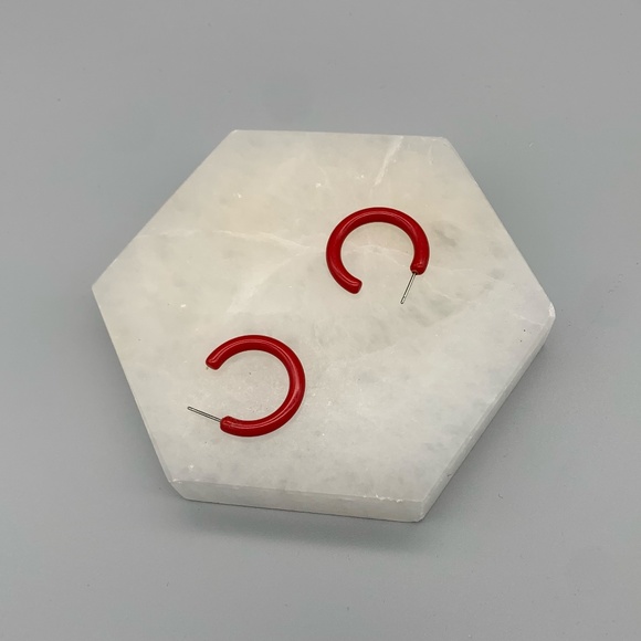 Vintage Retro Red Hoop Earrings. Good Condition. - Picture 2 of 2